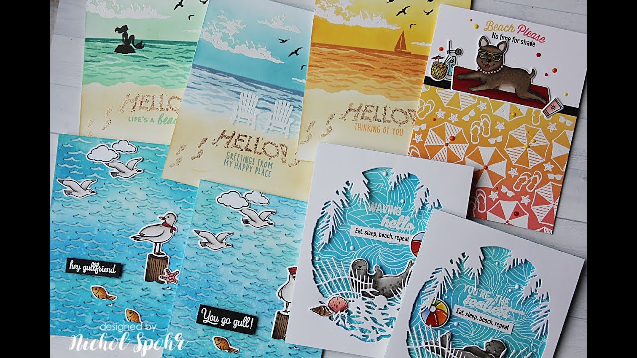Beachy Backgrounds | My Montly Hero June 2018 8 cards