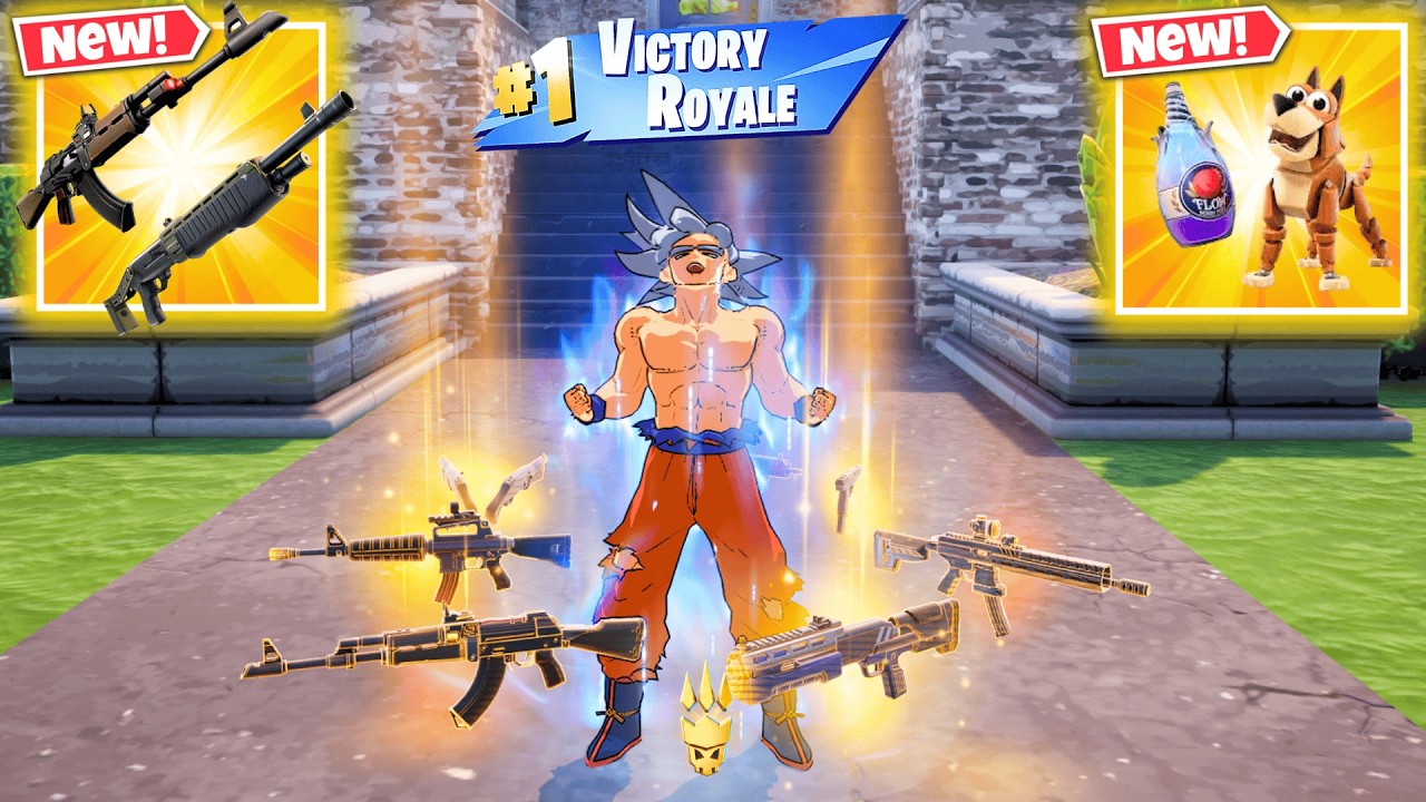 SON GOKU ULTRA INSTINCT vs ALL NEW MYTHIC GUNS (NEW!) Fortnite Chapter 7 Season 1
