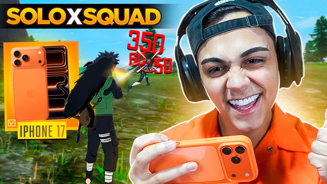SOLO VS SQUAD NO NOVO IPHONE 17 PRO MAX!! FREE FIRE MOBILE