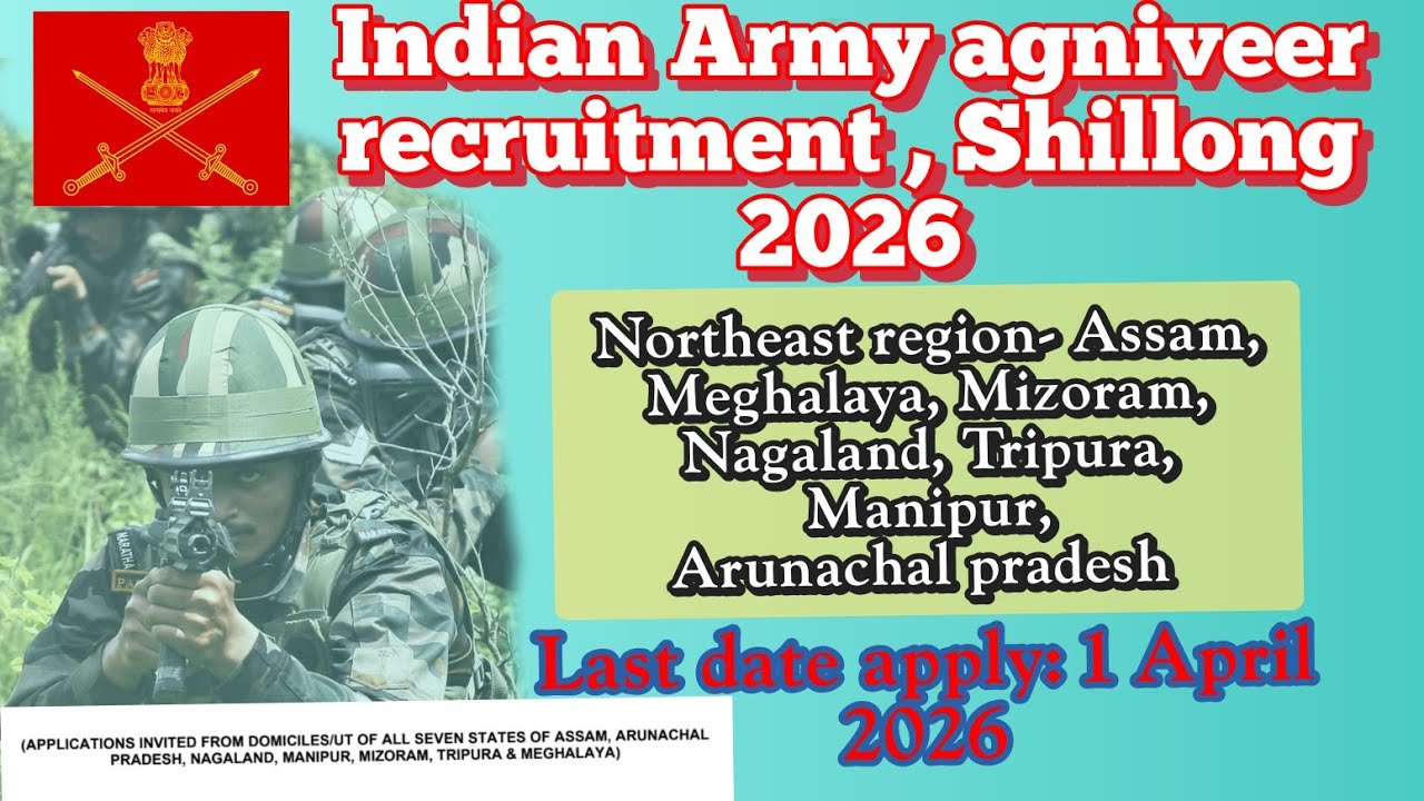 Indian Army agniveer recruitment northeast region 2026. 