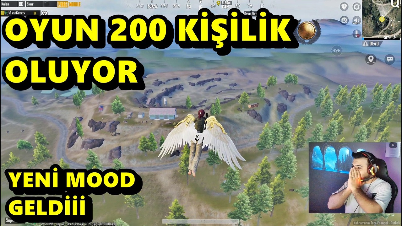 OHAA OYUN 200 KİŞİLİK OLUYOR ARTIK ! YENİ MOD KANAT &Ouml;ZELLİĞİ BATUR GAME SOLO SQUAD PUBG MOBİLE