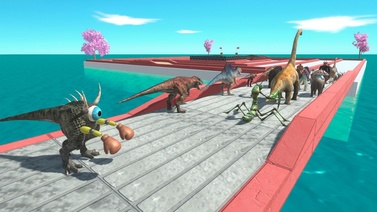 Units Escape from Monster with Boxing Gloves - Animal Revolt Battle Simulator