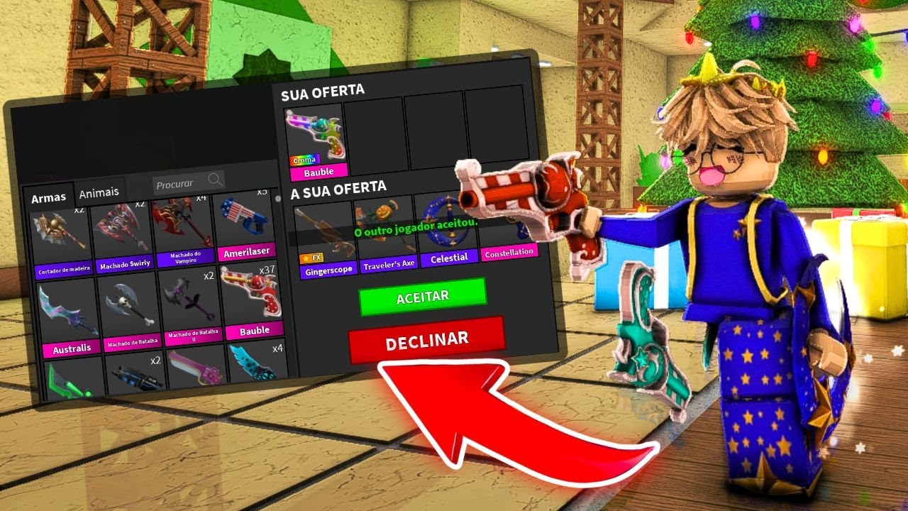 O QUE AS PESSOAS TROCAM PELA NOVA ARMA CHROMA DE NATAL DO MM2 (Murder Mystery 2)