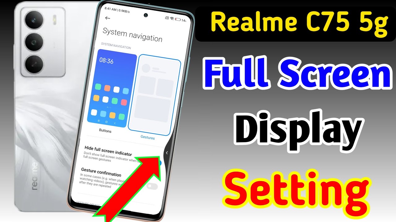 Realme c75 5g full screen gesture setting/Realme c75 full screen display settings