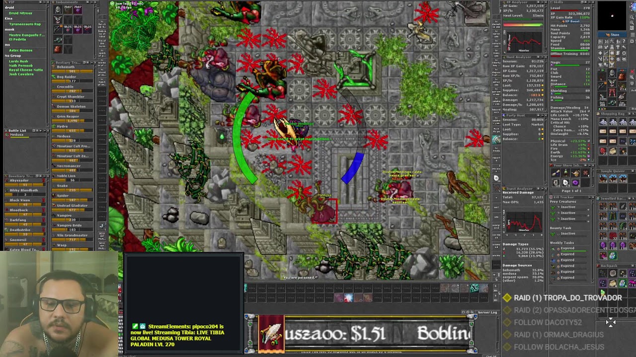 LIVE TIBIA GLOBAL MEDUSA TOWER ROYAL PALADIN LVL 270