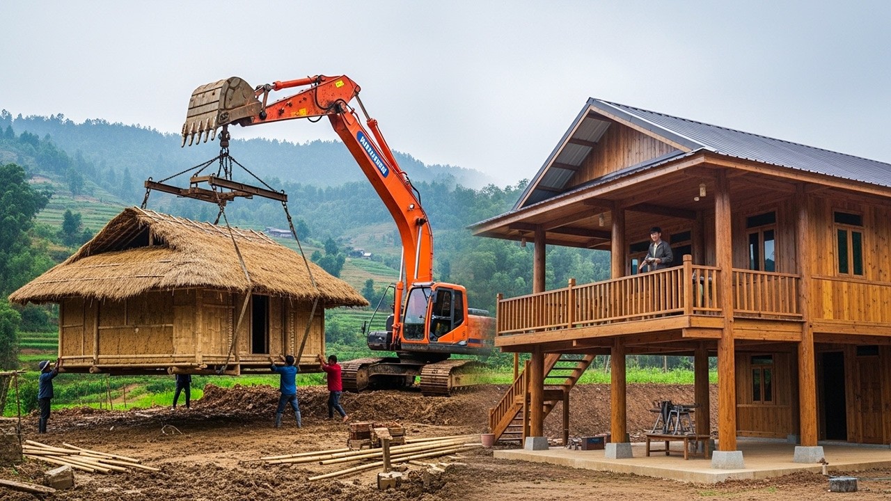 Full Process: Moving an Old House and Building a Dream Home