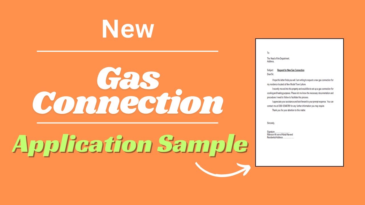 Application for New Gas Connection for house | Request letter for Gas Connection