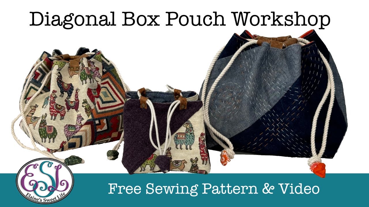 Diagonal Box Pouch Workshop - Free Pattern