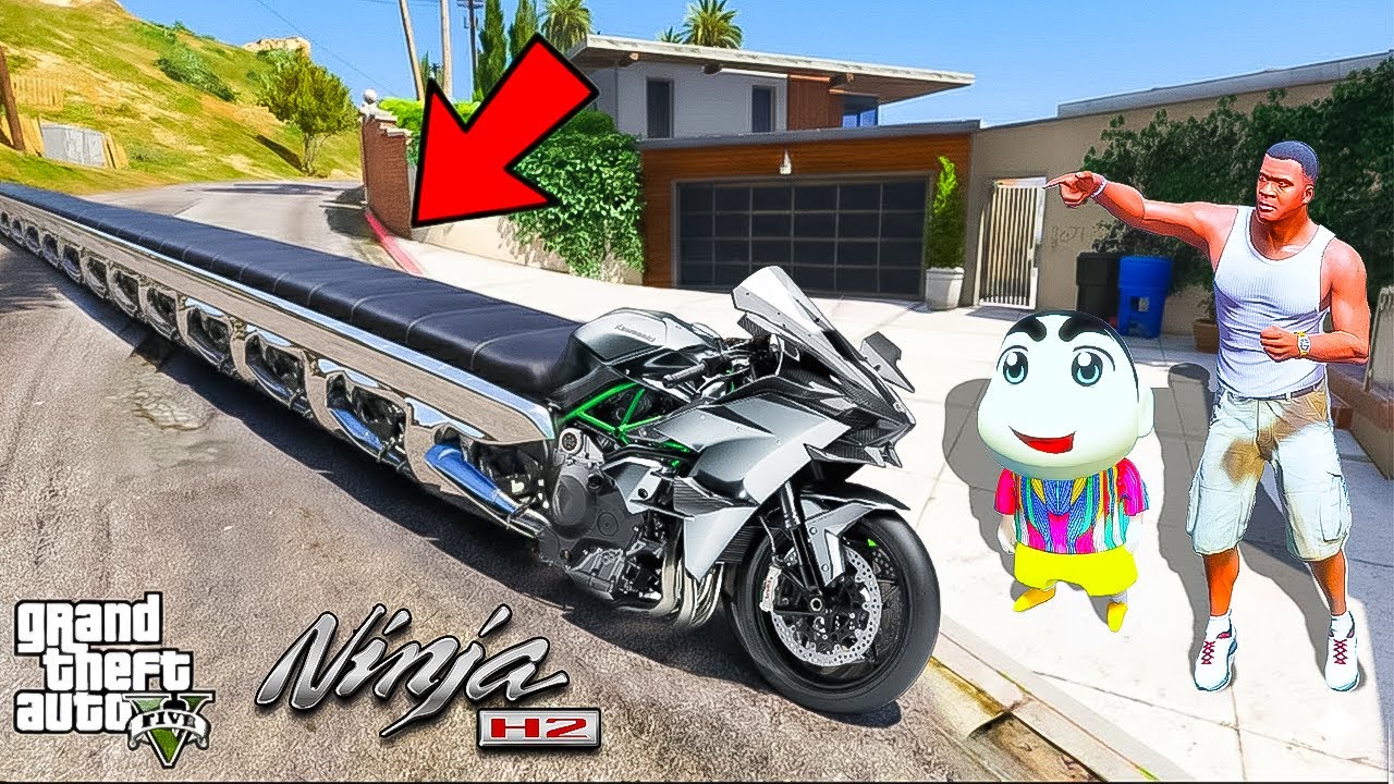 Franklin And Shinchan Make WORLD Longest Kawasaki H2R Bike With The Help of SHINCHAN & CHOP GTA V!