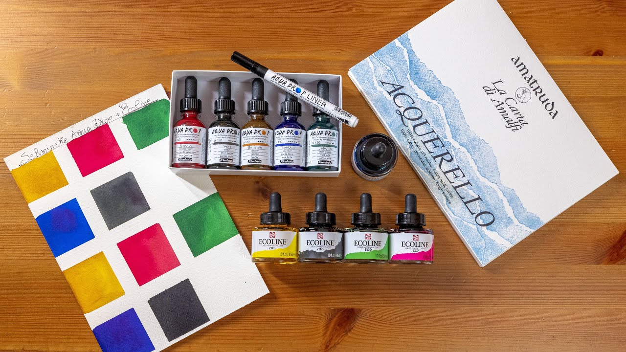 Cosa accade quando mescoli due acquerelli diversi? Test con Schmincke Aqua Drop e Ecoline