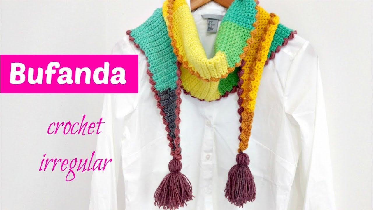 Bufanda crochet corte irregular muy fácil