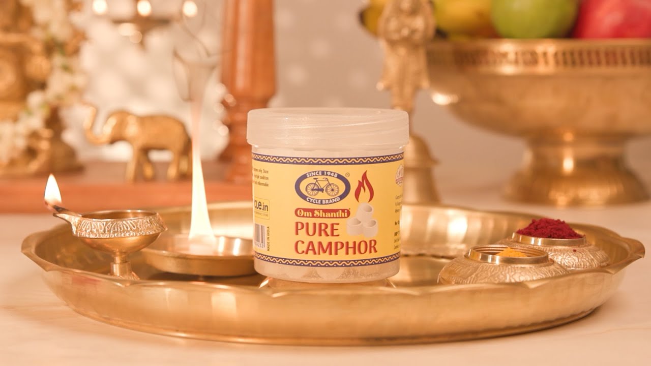 Residue-Free Pure Camphor for Daily Puja | Om Shanthi Camphor in 100g, 250g, 500g Packs