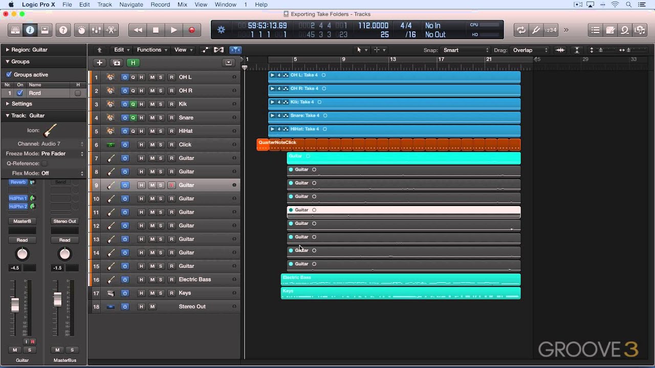 Take Folders (Exporting Multi-Tracks in Logic)