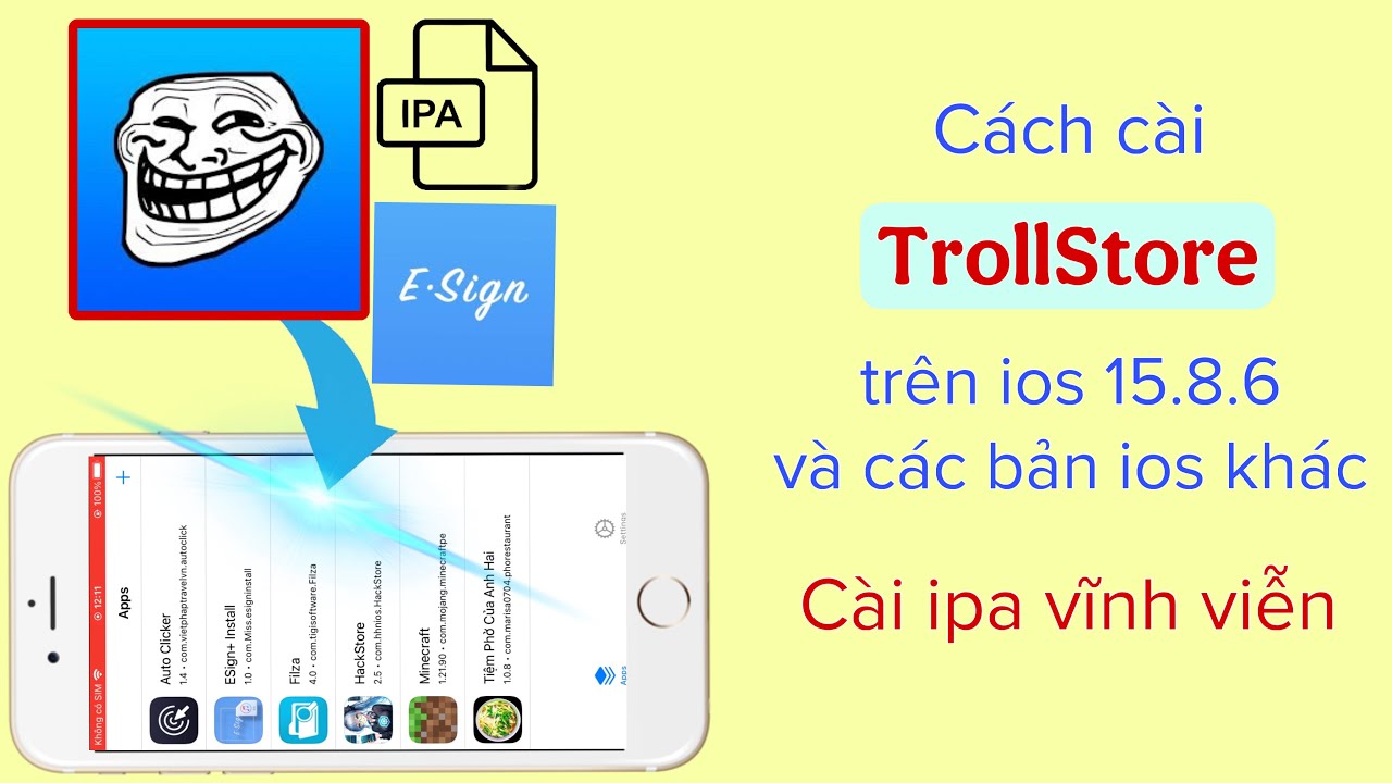 Cách cài TrollStore trên ios 15.8.6 | Cài file ipa vĩnh viễn trên iphone @hadu75tv 