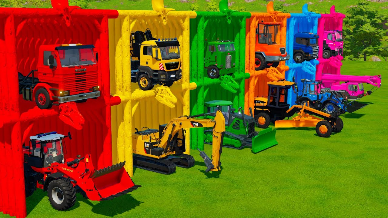 TRANSPORTING WHEEL LOADER, EXCAVATOR, BULLDOZER, CRANE & GRADER WITH TRUCKS! Farming Simulator 22