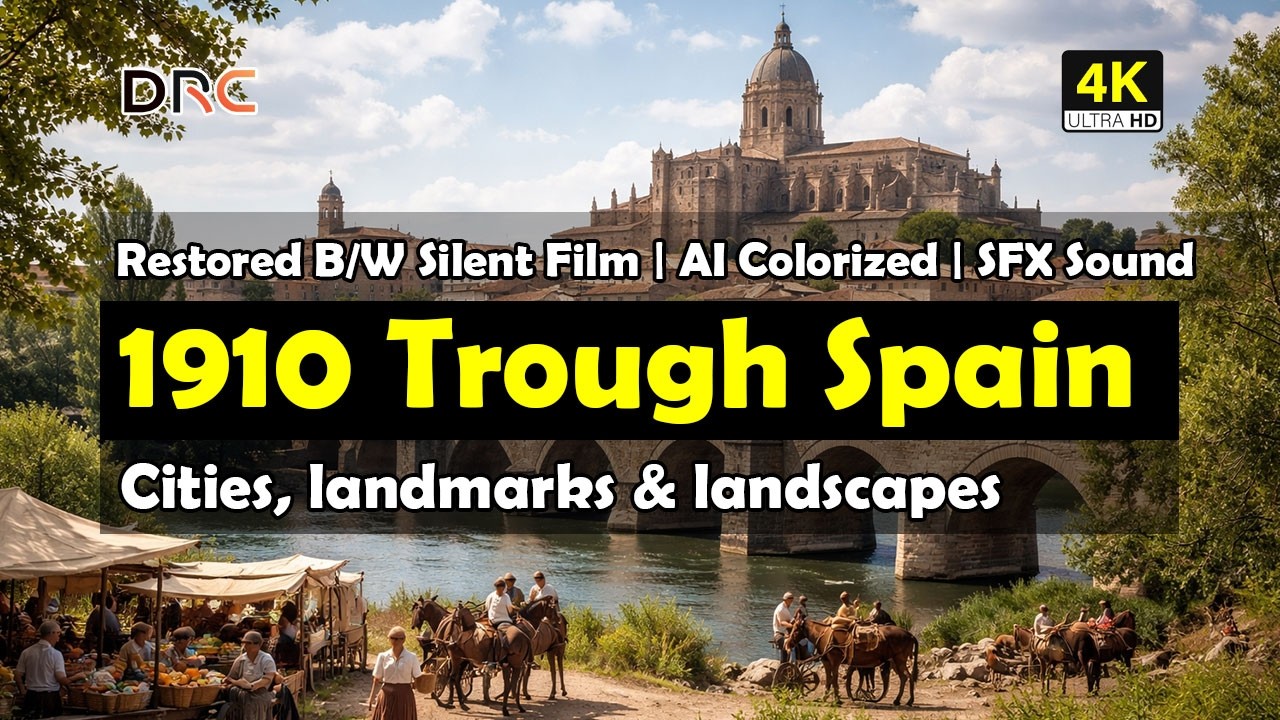 1910 Through Spain | Rare Italian Travel Restored in 4K | Historic Journey | Colorized  Footage