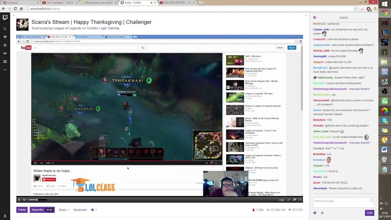 Scarra reacts to ; When there's no hope