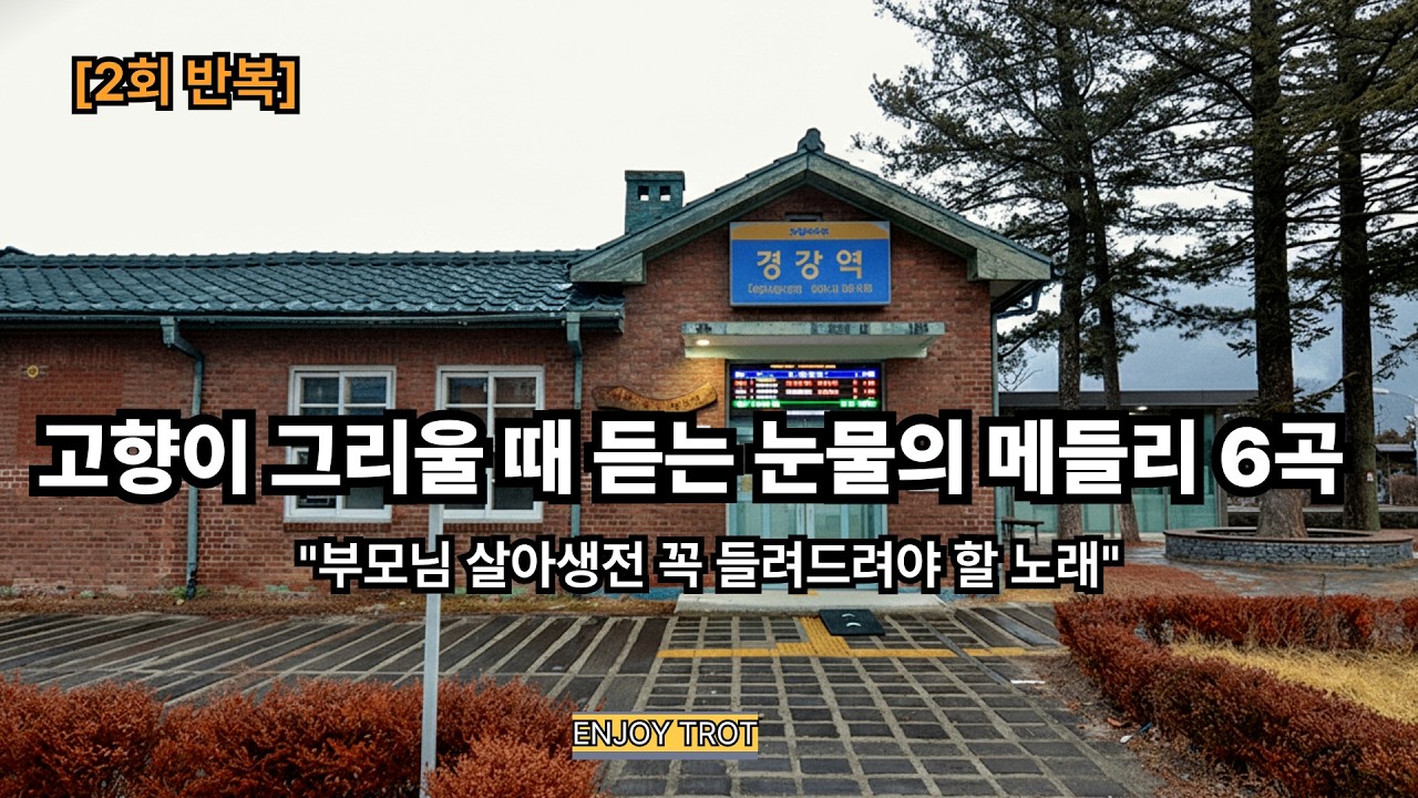 [2회 반복] 고향이 그리울 때 듣는 눈물의 메들리 6곡 - 부모님 생각에 잔을 채웁니다