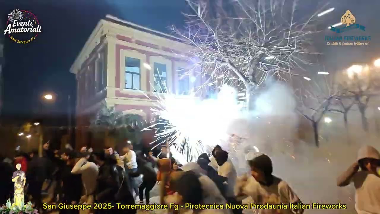 San Giuseppe 23/03/25 batteria alla Sanseverese Pirotecnica Nuova Pirodaunia Torremaggiore Fg