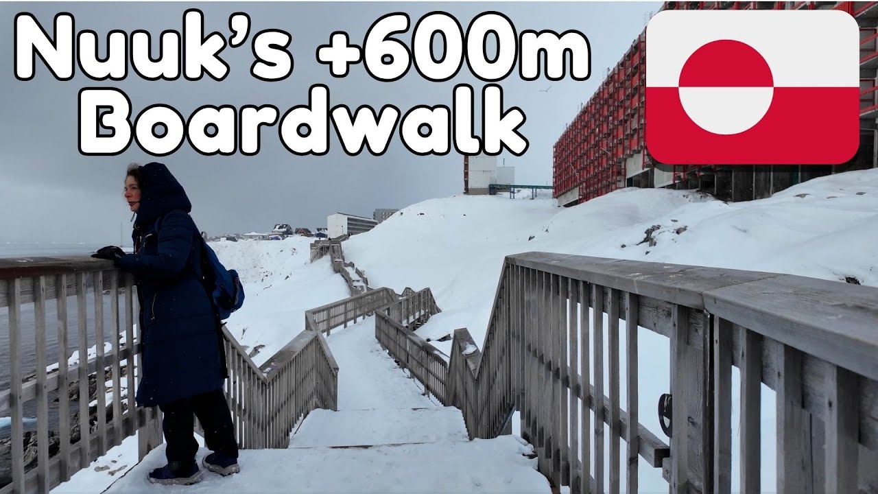🇬🇱 [4K Snow ASMR] Nuuk's +600 Meter Boardwalk