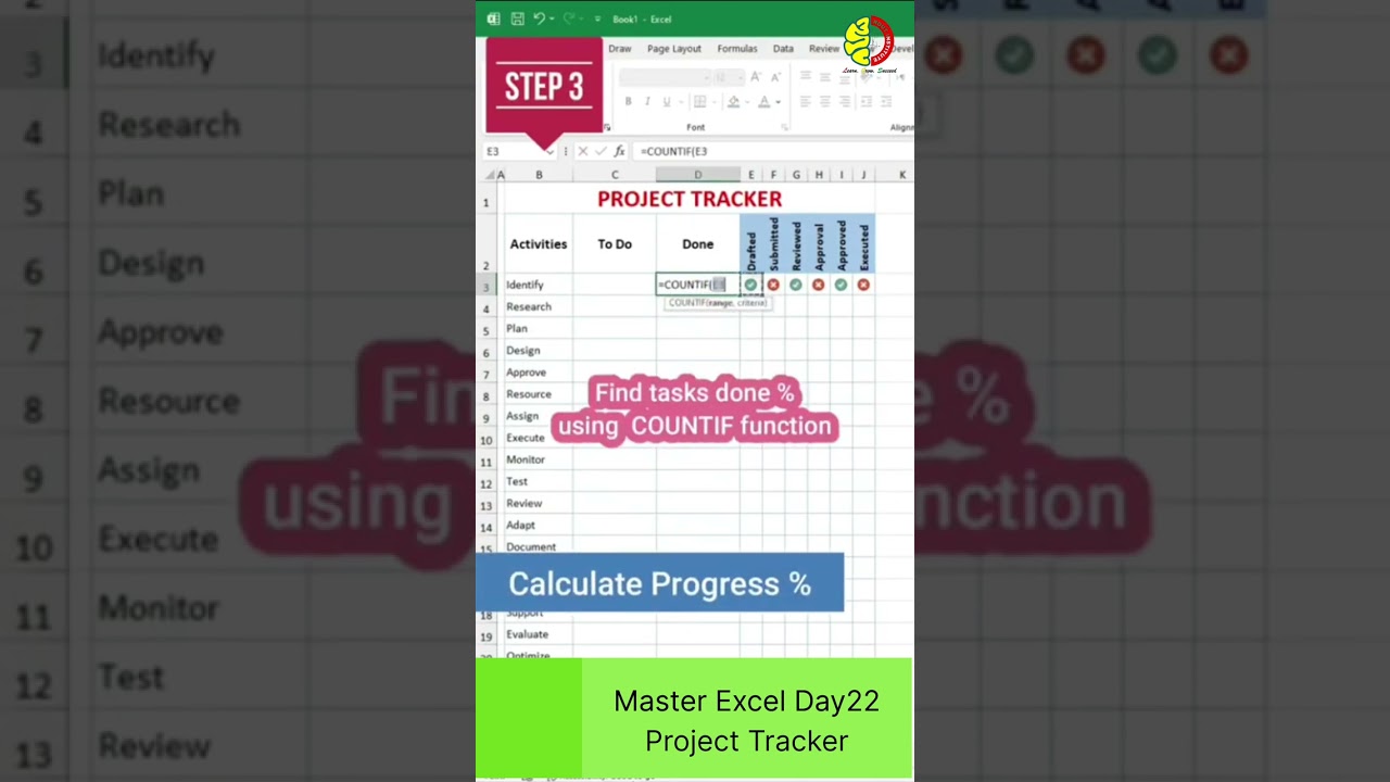 Project Tracker in Excel Days-22 #excel #education 