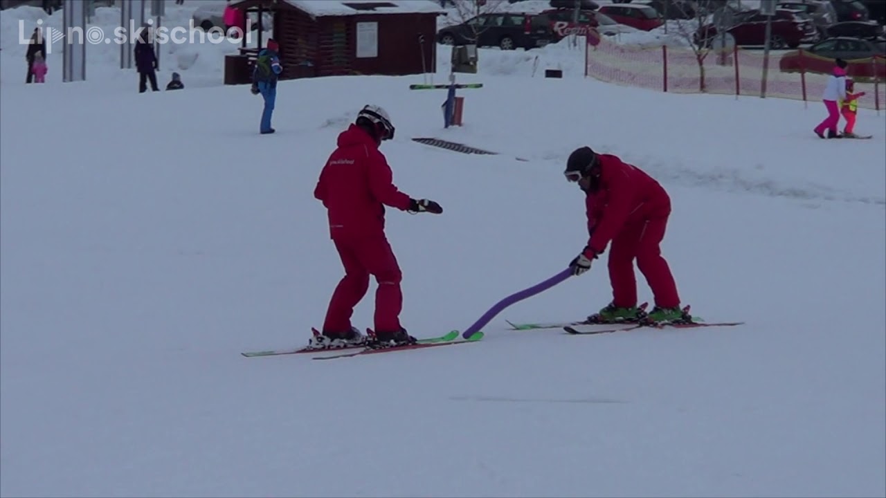 Skischool Lipno - metodický postup 13 - úvod do zatáčení, jednolivé oblouky