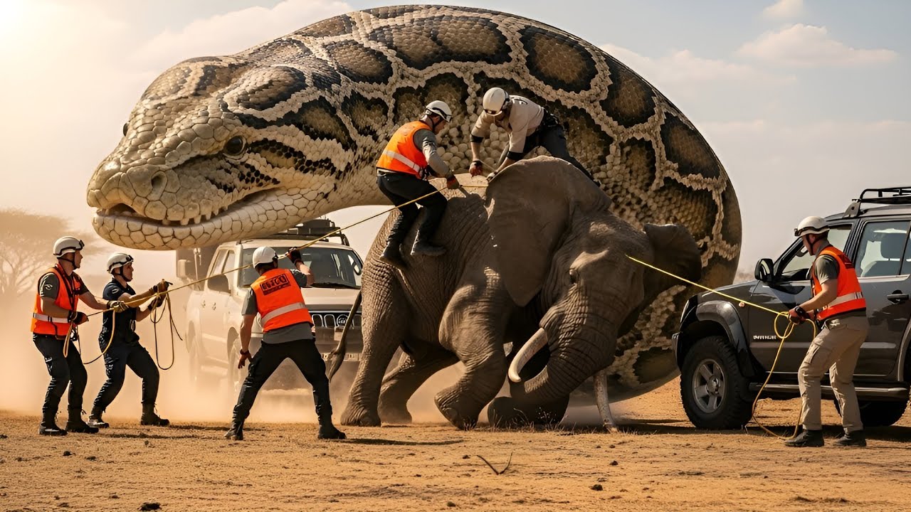 🐍 Brave Heroes Save Elephant from Giant Python!