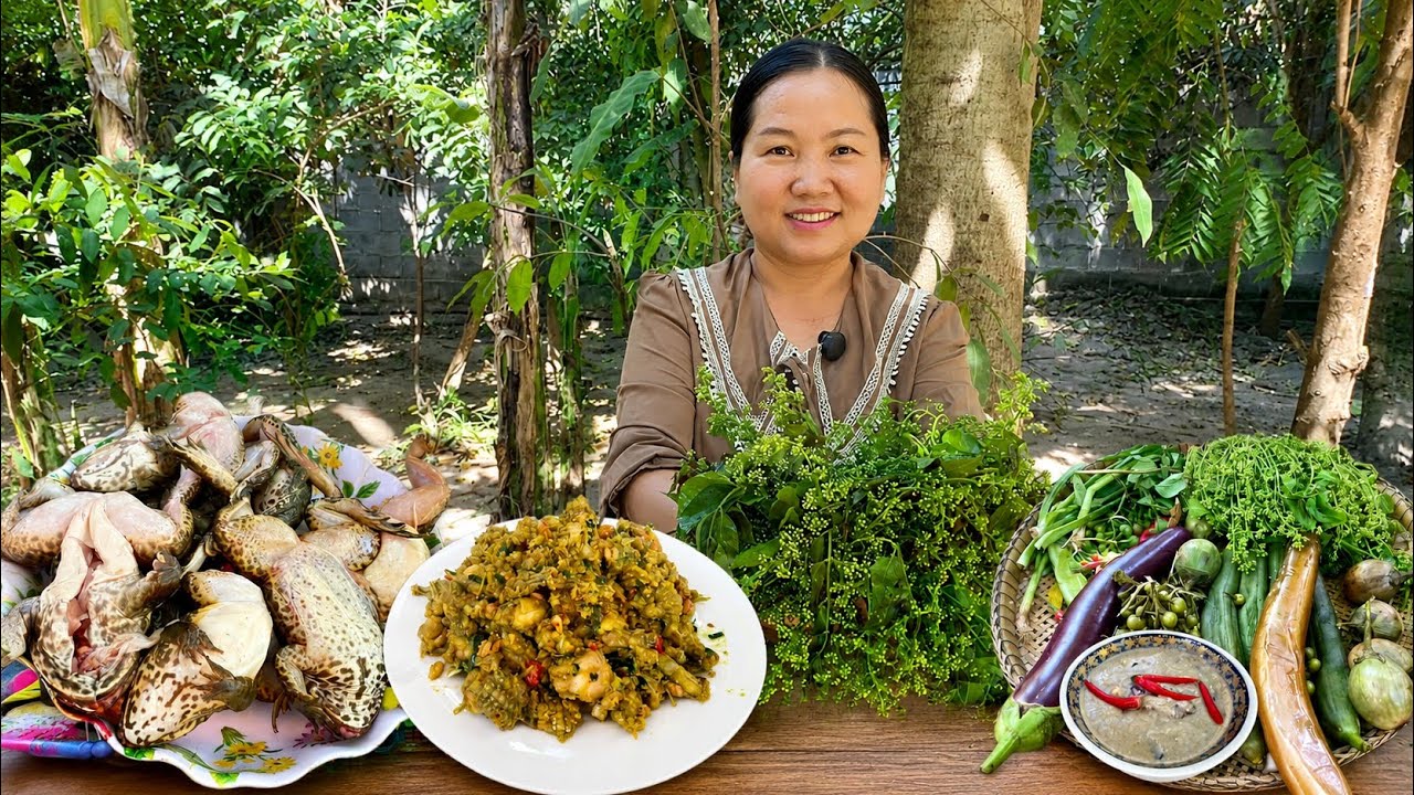 Fried Frog with Spices & Steamed Bro Hok with Wild Vegetables | Delicious New Rice Cooker