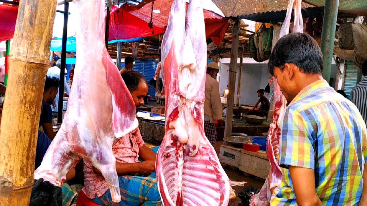 Goat Meat Cutting Skill In Mutton Market Mutton Price Bd | Mutton Cutting For Food
