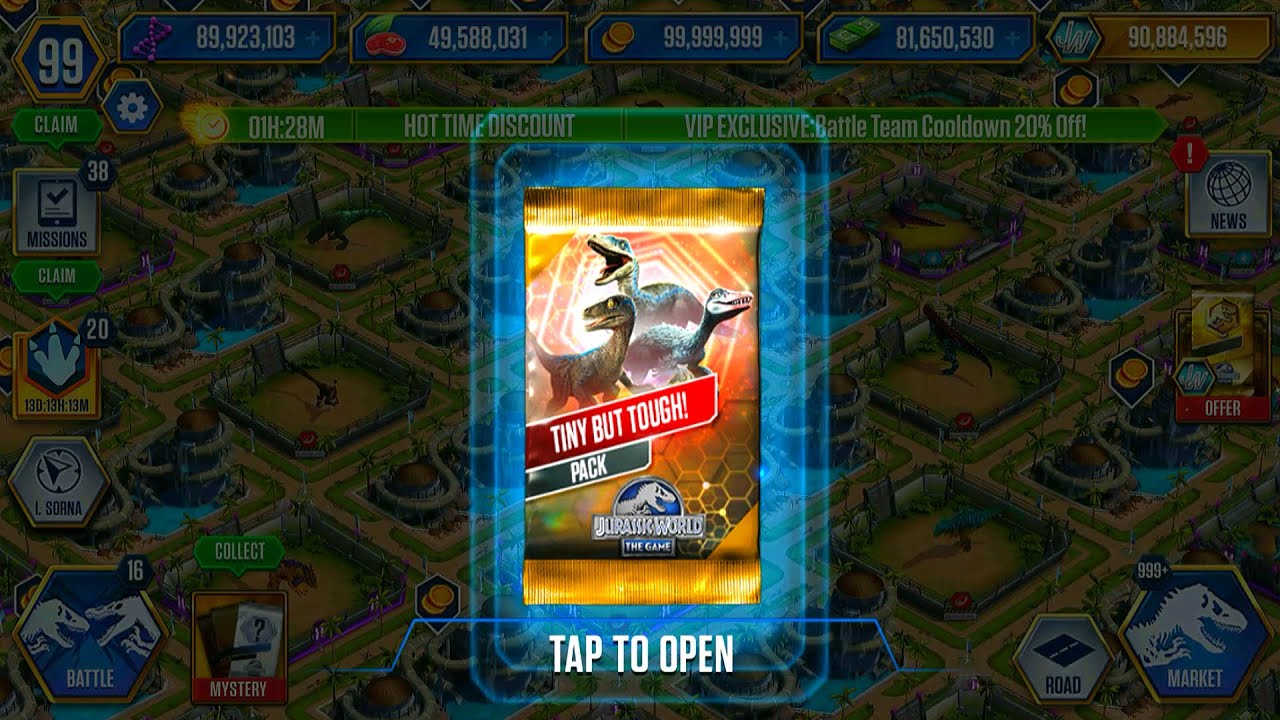 OPEN TINY BUT TOUGH PACK AND INDOMINUS REX 2015 PACK | JURASSIC WORLD THE GAME