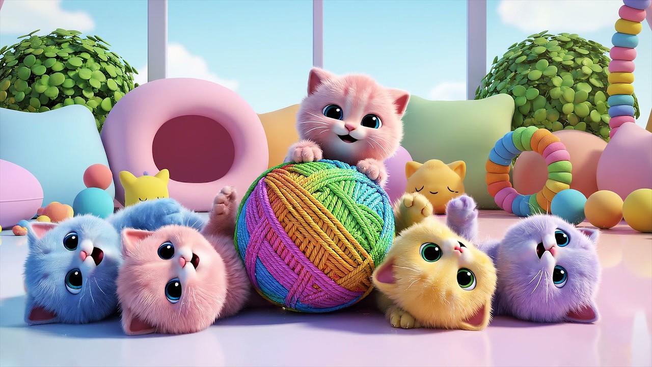 Cinco gatitos saltan, saltan, saltan 🐱| Canciones de Gatitos y Rimas Infantiles