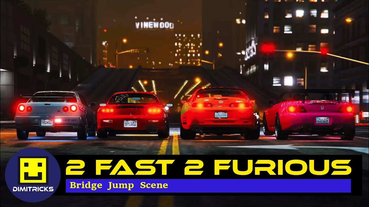 GTA 5 - 2 Fast 2 Furious: First Racing and Bridge Jump