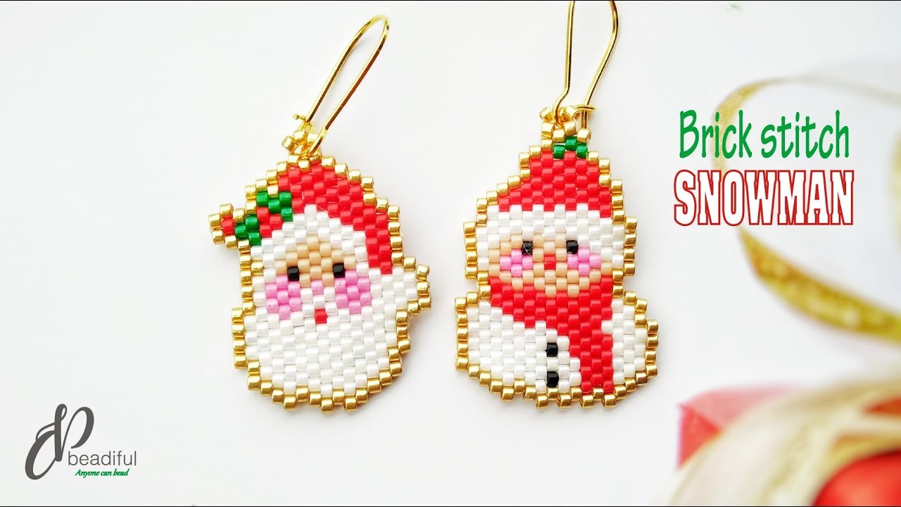 Part 2-Christmas gift idea | Brick Stitch Snowman Earrings | How to make beaded Earrings