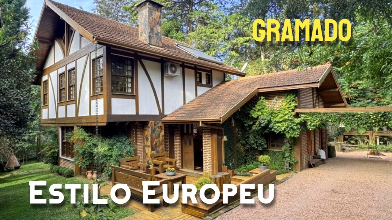 Tour Casa com Estilo EUROPEU em Gramado | 3 Quartos, Varanda Gourmet e Muito Verde!