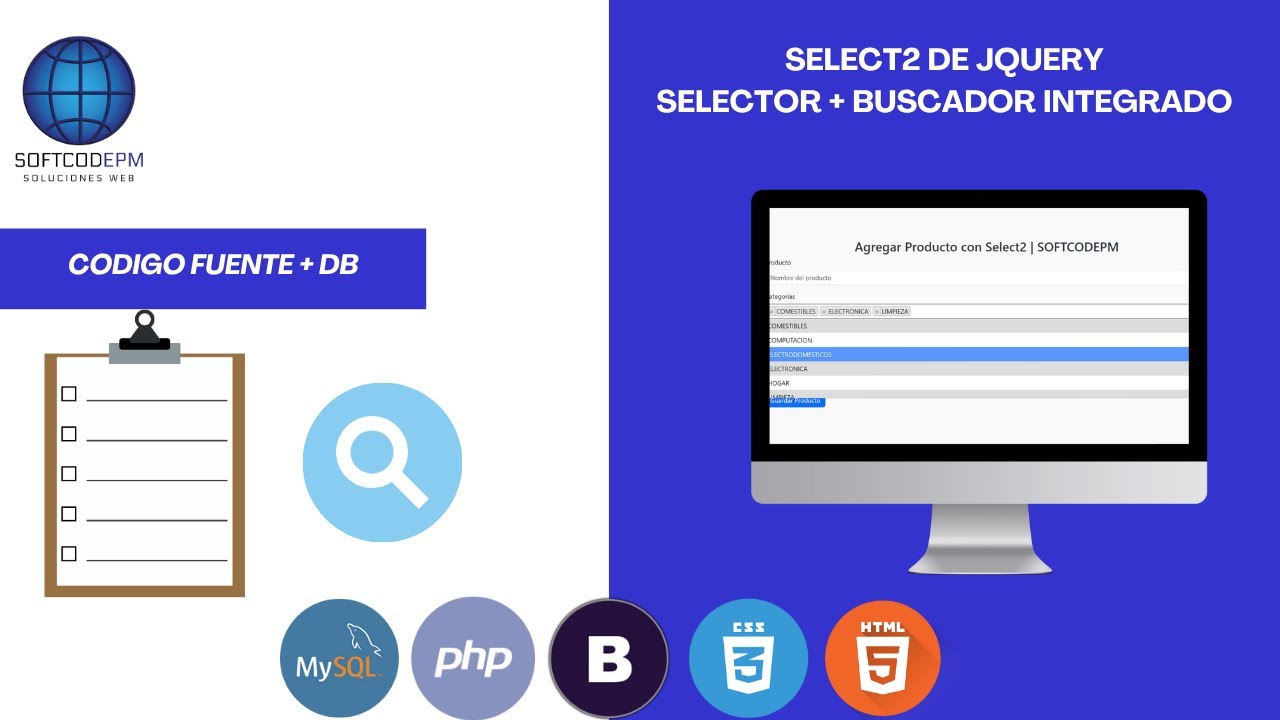 97. Como usar Select2 de JQuery mas buscador integrado - JS, PHP & MySQL.