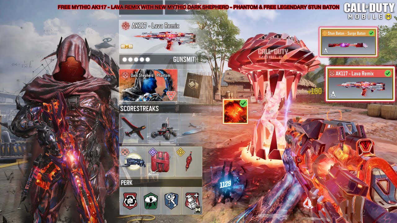 FREE Mythic AK117 - Lava Remix looks amazing with Red Mythic Dark Shepherd to demolish all in CODM 🌋
