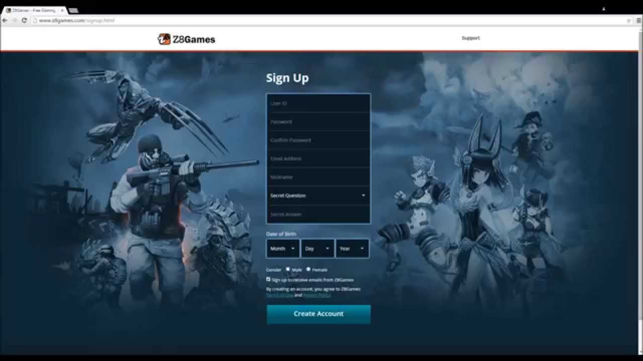 How to create a Z8Games Account
