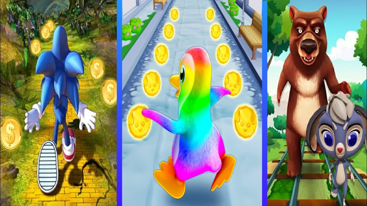 Subway Jungle Runner: Obstacle Course Run Escape VS Subway Blue Hedgehog VS Penguin Run Gameplay