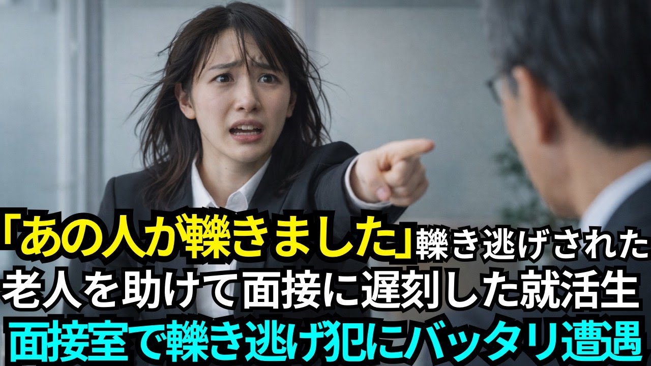 ひき逃げされた老人を助けた貧乏就活生。直後の就職面接で、面接官が轢き逃げ犯だと気づいた時、就活生がとった行動