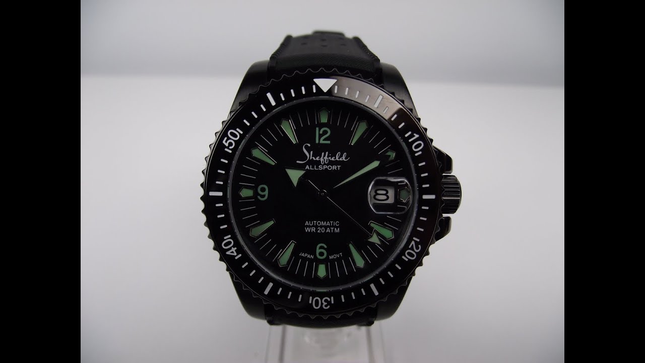 Обзор часов Sheffield Allsport Diver 1A Black 4K