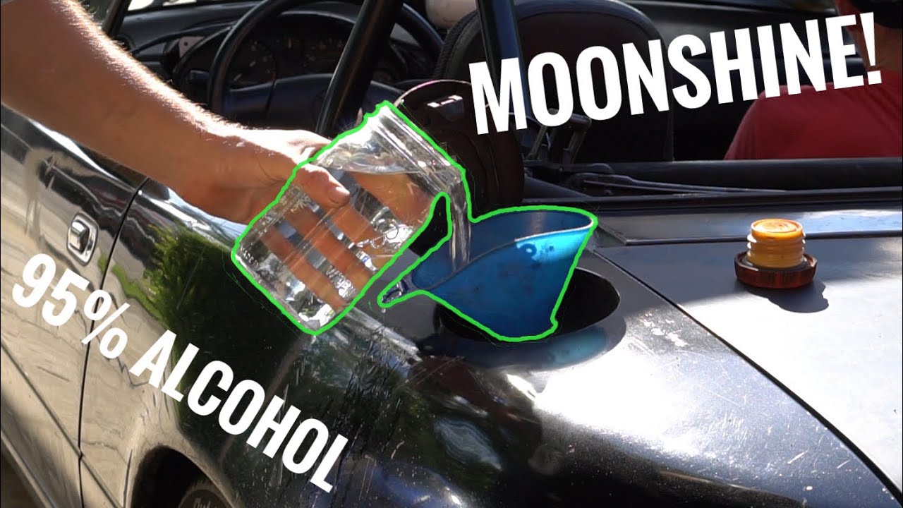 Running a car on strait moonshine. Does it work.