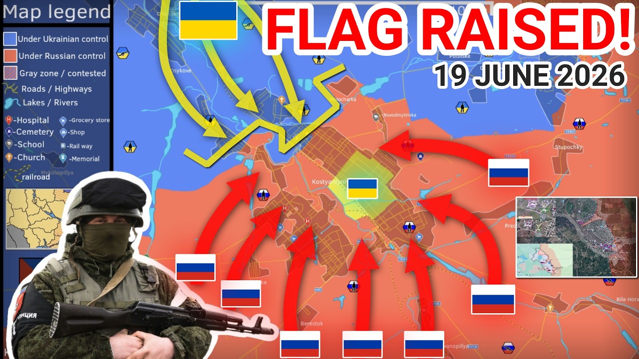 Russian Forces Breach Lyman & Raise Flag in Kostyantynivka | Frontline Map Update [19 June 2026]