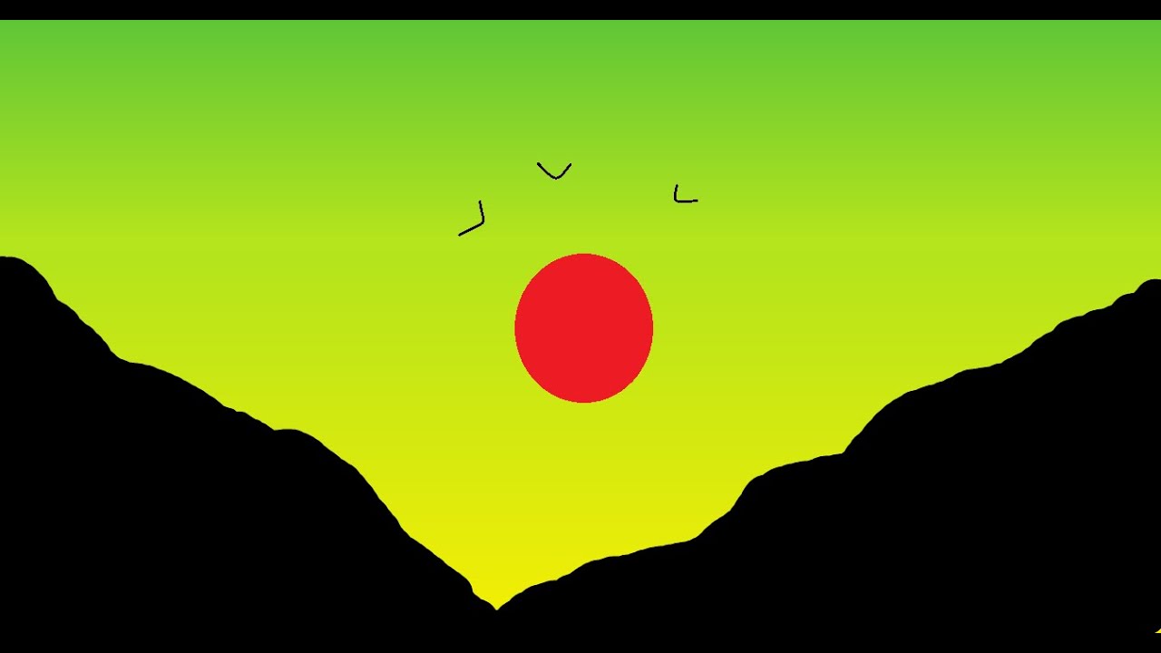 How to draw in ms paint | paint in computer| mountain drawing
