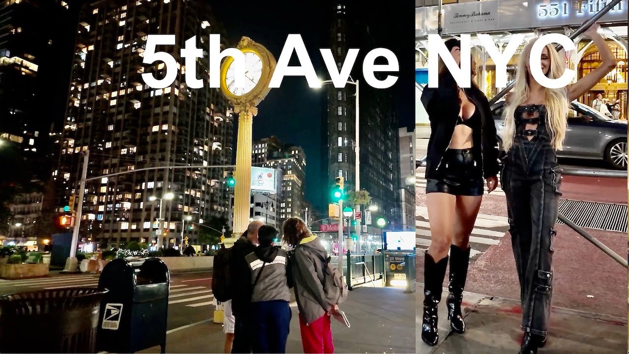 5th ave Amazing Night Walk, NYC 5th ave walking tour 4k ( March )