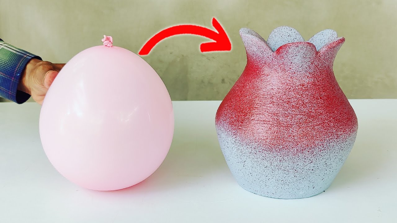 Handmade Cement Flower Vase At Home | Easy Flower Pots With Plastic Bottles