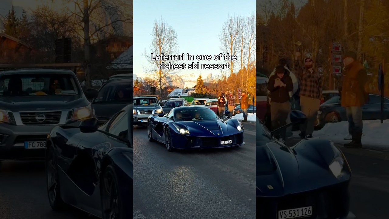 Blue laferrari in Megeve 🫐|#laferrari#ferrari#cars#hypercar#skiresorts#megeve#fyp#viral#ski