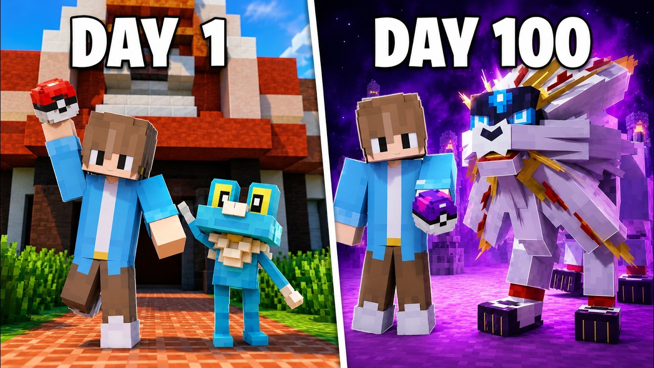 We Survived 100 Days in POKEMON WORLD in Minecraft (Hindi)