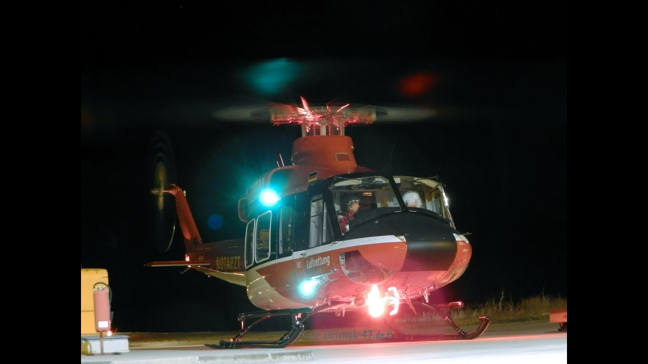 Bell 412 ITH Christoph Thüringen Trauma Helicopter Approach, Landing