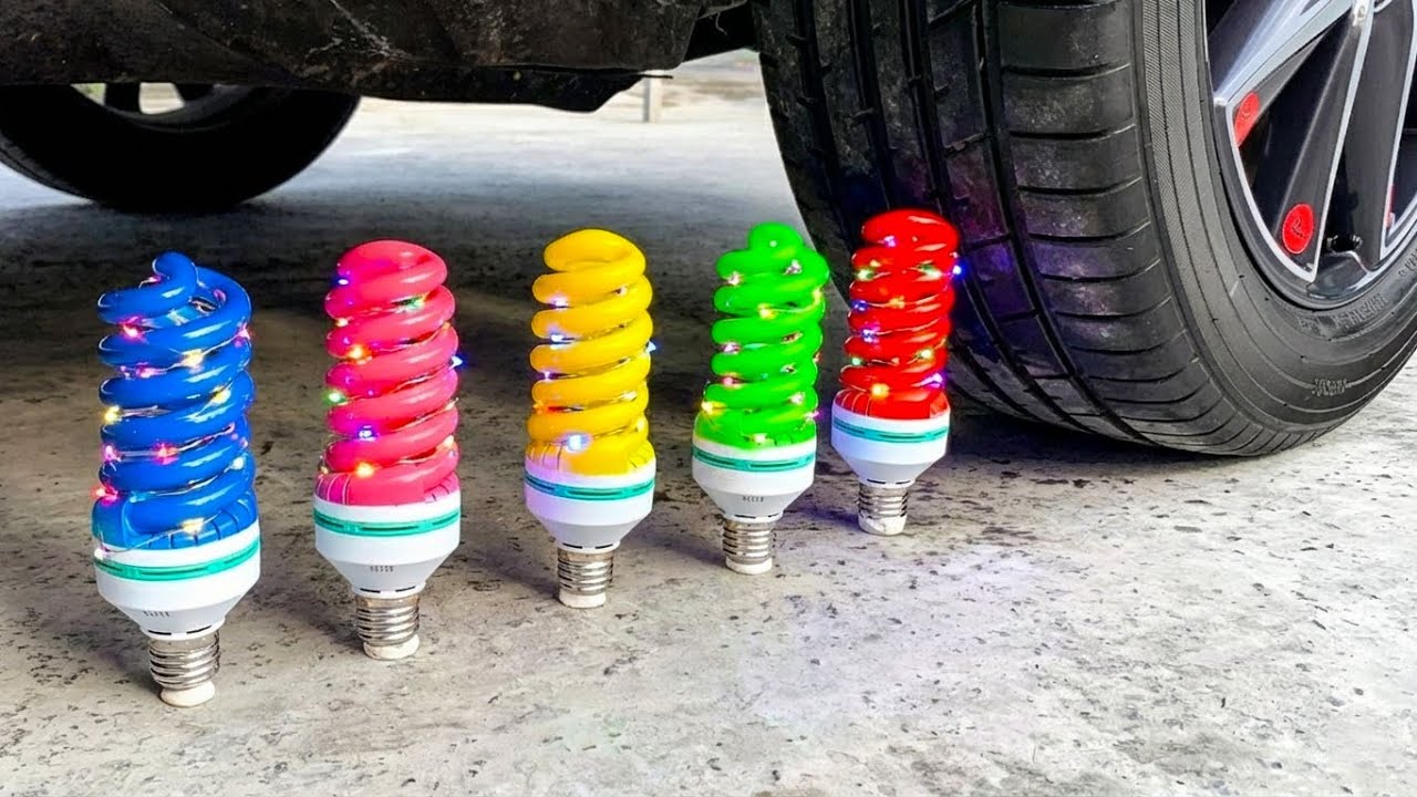 💡 Experiment Colorful Light Bulb vs Car! Crushing Crunchy, Soft Things with Car! 💦