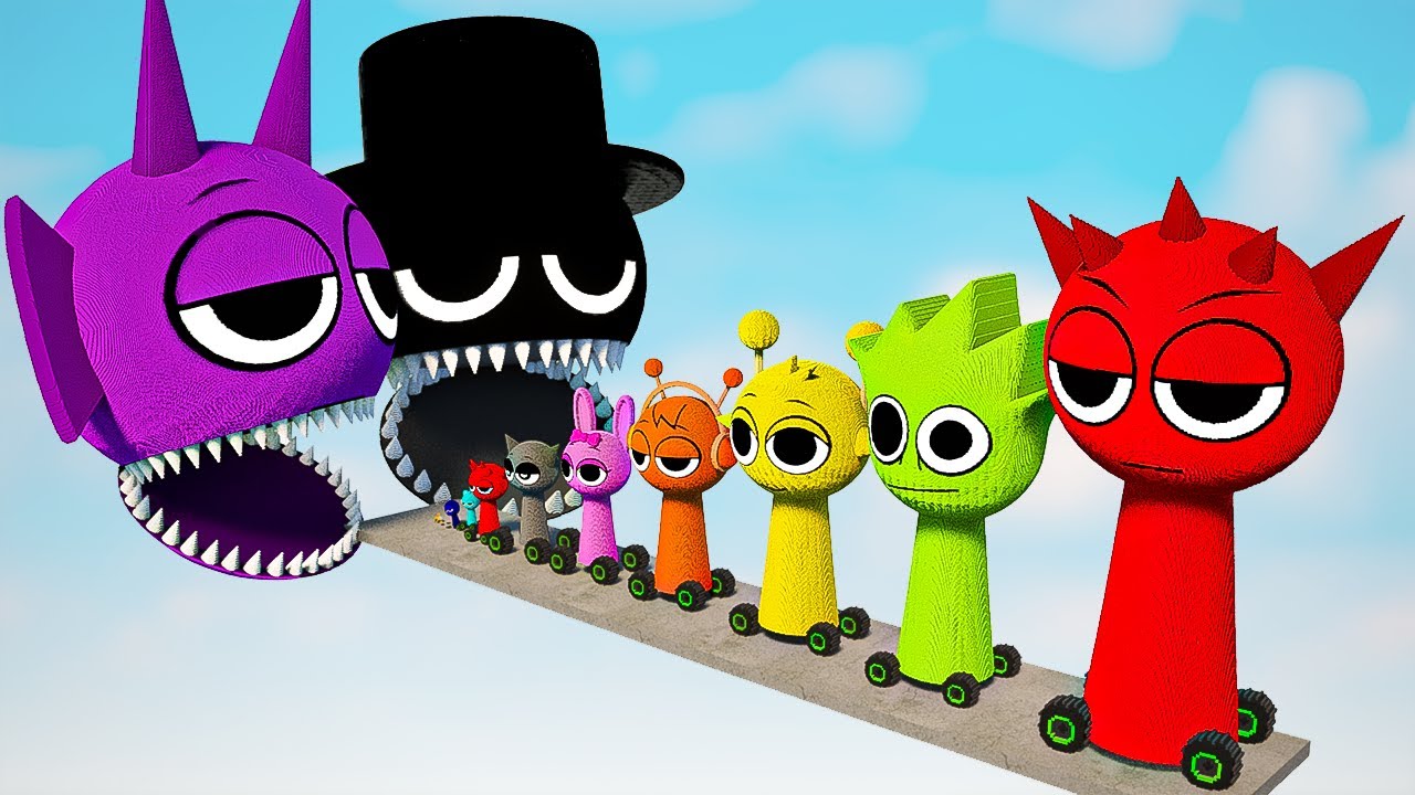 Big & Small INCREDIBOX Sprunki CARS Vs Giant Durple & Black Sprunki | TEARDOWN